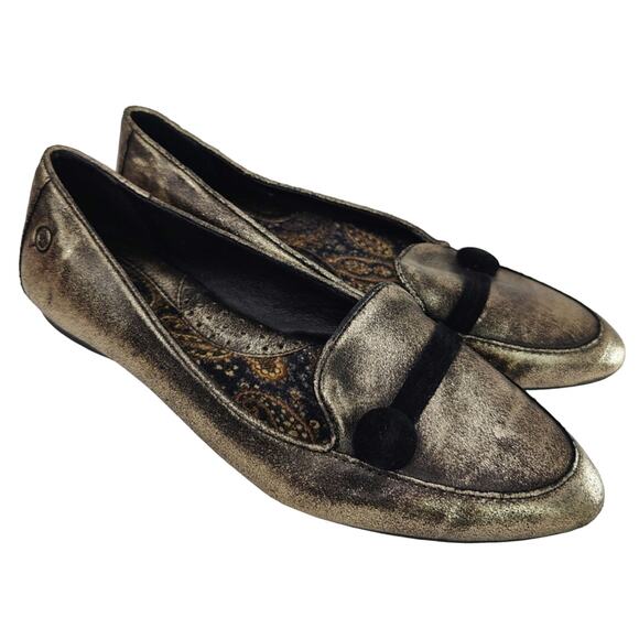 Gold born metallic Pointed toe flats sz 6 - Picture 1 of 8
